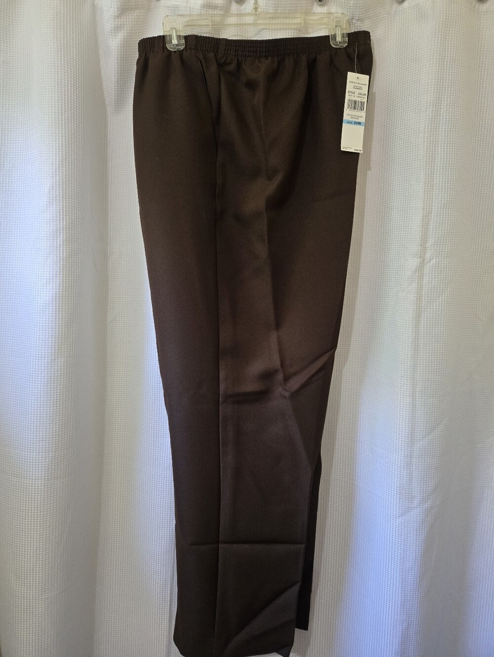NWT Alfred Dunner Women's Dark Brown Elastic-Waist Dress Pants